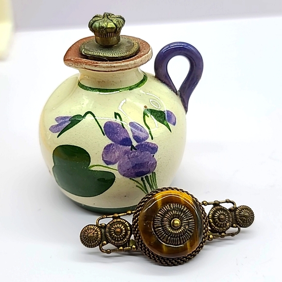 Jan Michaels of San Francisco Tigers Eye & Bronze Rotors Steampunk Brooch! - Picture 3 of 10